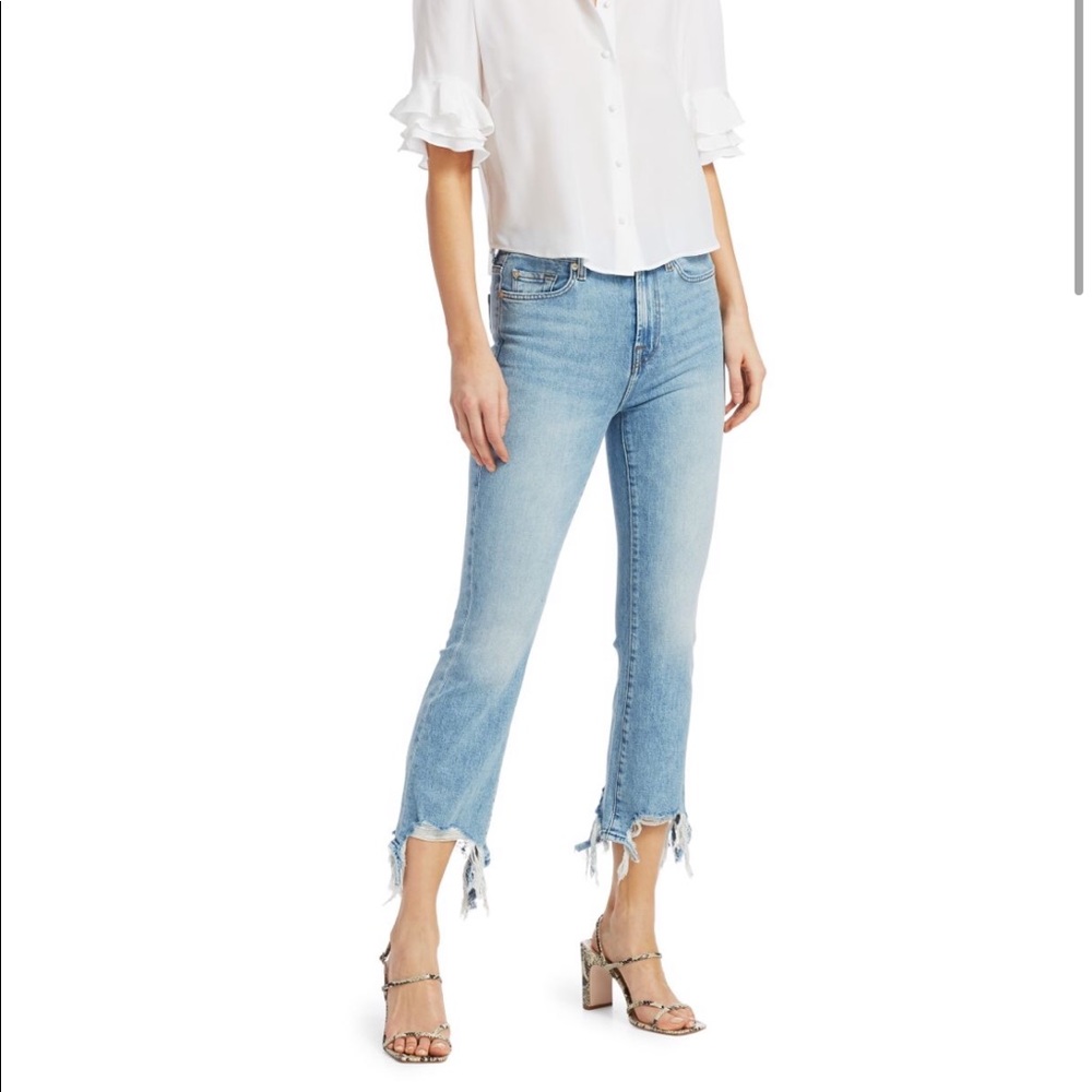 7 High Rise Slim Kick Flare Cropped Jeans
